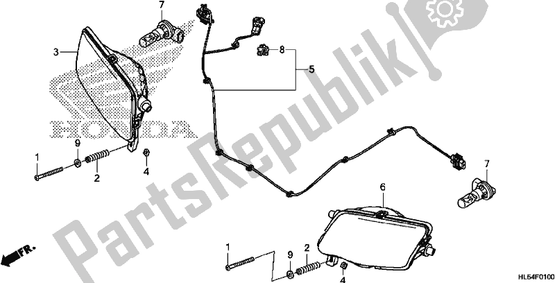 All parts for the Headlight of the Honda SXS 500M Pioneer 500 2017