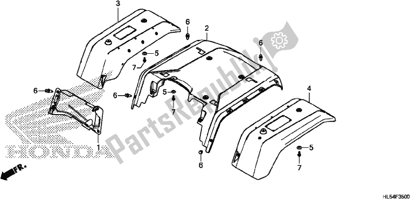 All parts for the Rear Fender of the Honda SXS 500M Pioneer 500 2017