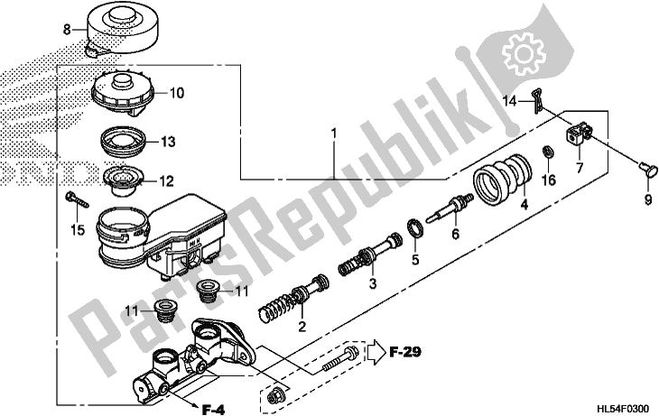 All parts for the Fr. Brake Master Cylinder of the Honda SXS 500M Pioneer 500 2018