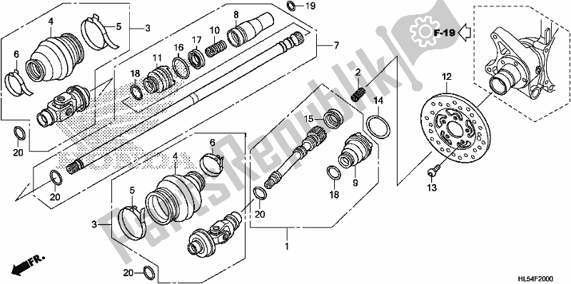 Todas las partes para árbol De Transmisión de Honda SXS 500M Pioneer 500 2018