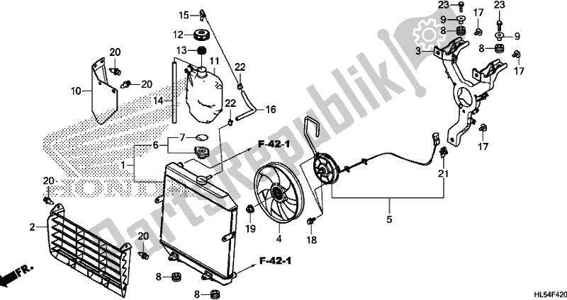 All parts for the Radiator of the Honda SXS 500M Pioneer 500 2018