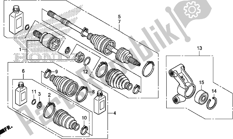 Tutte le parti per il Rear Knuckle/rear Driveshaft del Honda SXS 500M Pioneer 500 2018