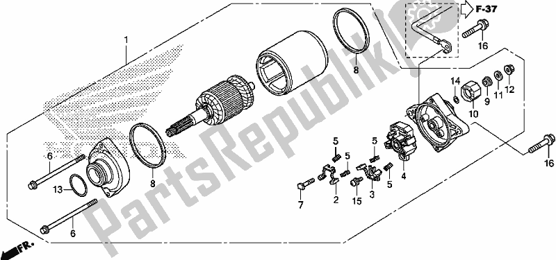 All parts for the Starter Motor of the Honda SXS 500M Pioneer 500 2018