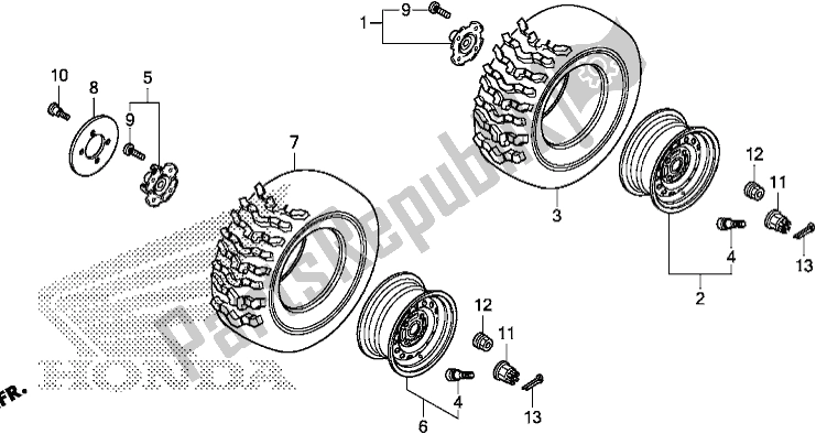 Toutes les pièces pour le Roue du Honda SXS 500M Pioneer 500 2018