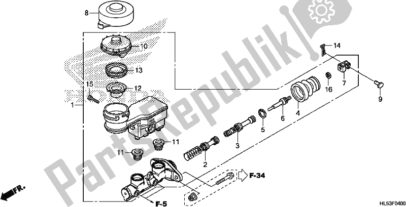 All parts for the Brake Master Cylinder of the Honda SXS 500M Pioneer 500 2019