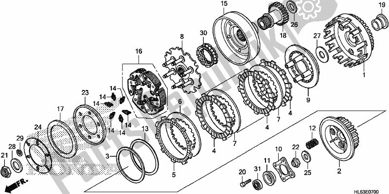 All parts for the Clutch of the Honda SXS 500M Pioneer 500 2019