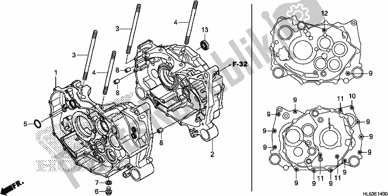 All parts for the Crankcase of the Honda SXS 500M Pioneer 500 2019