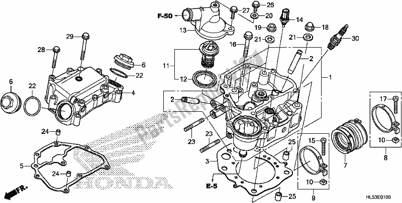 All parts for the Cylinder Head of the Honda SXS 500M Pioneer 500 2019