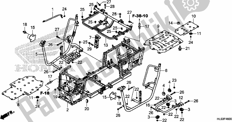 All parts for the Frame Body of the Honda SXS 500M Pioneer 500 2019