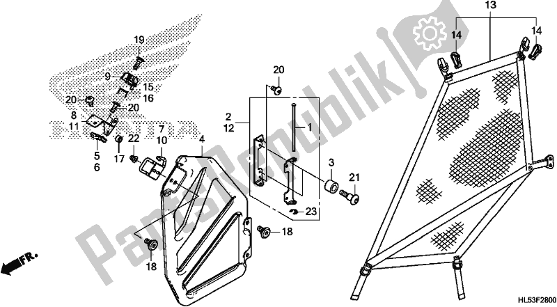 All parts for the Front Door of the Honda SXS 500M Pioneer 500 2019