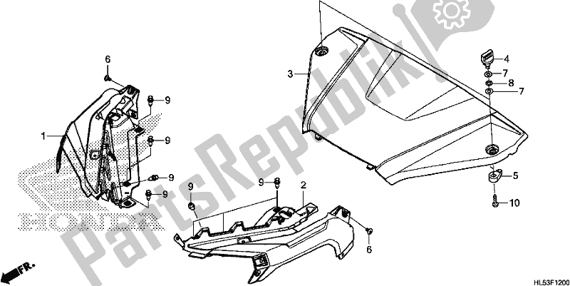 All parts for the Front Fender/hood of the Honda SXS 500M Pioneer 500 2019