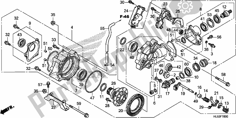 All parts for the Front Final Gear of the Honda SXS 500M Pioneer 500 2019