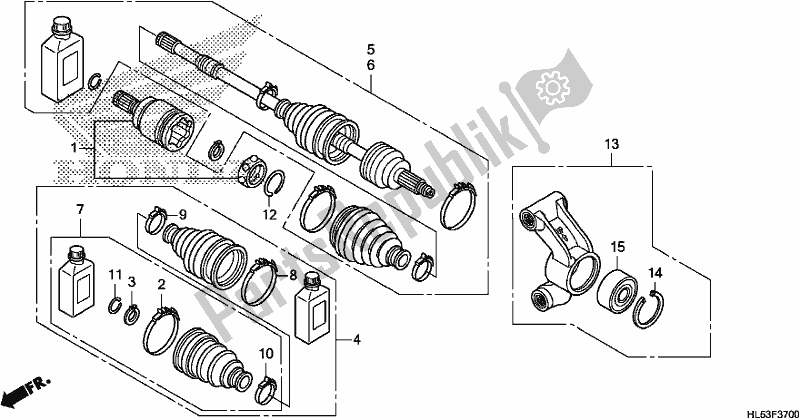 All parts for the Rear Knuckle/rear Driveshaft of the Honda SXS 500M Pioneer 500 2019