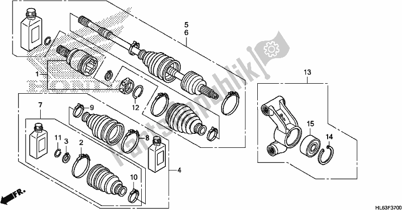 All parts for the Rear Knuckle/rear Driveshaft of the Honda SXS 500M Pioneer 500 2019