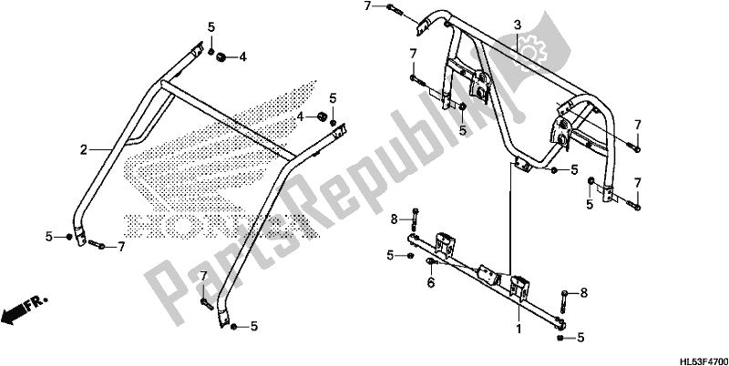 All parts for the Roll Bar of the Honda SXS 500M Pioneer 500 2019