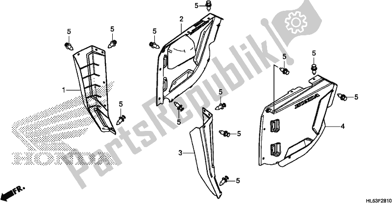 All parts for the Side Cover of the Honda SXS 500M Pioneer 500 2019