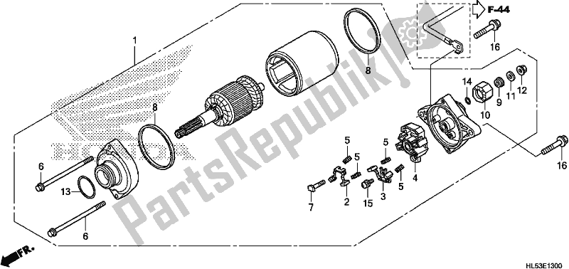 All parts for the Starter Motor of the Honda SXS 500M Pioneer 500 2019