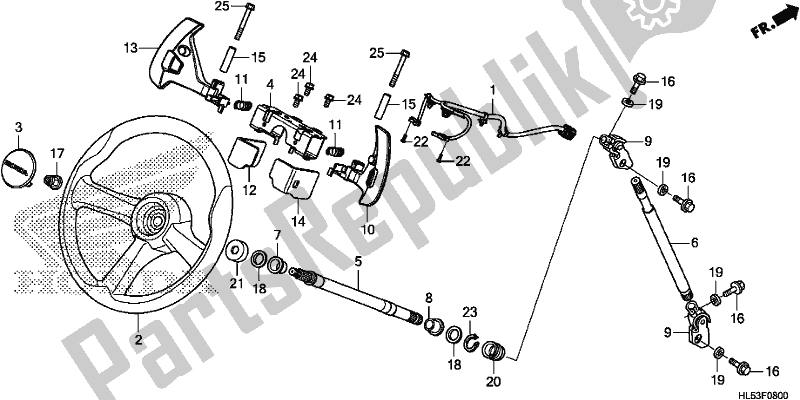 All parts for the Steering Wheel/steering Shaft of the Honda SXS 500M Pioneer 500 2019