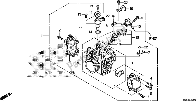 All parts for the Throttle Body of the Honda SXS 500M Pioneer 500 2019