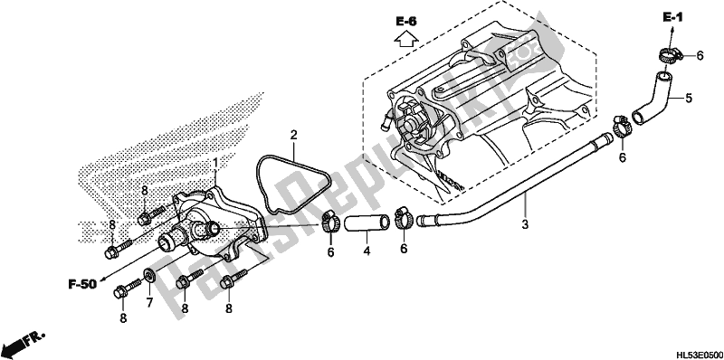 All parts for the Water Pump Cover of the Honda SXS 500M Pioneer 500 2019