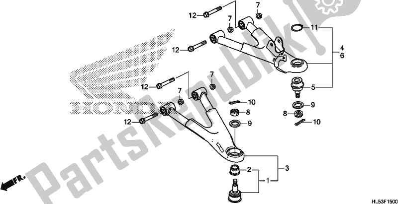 Tutte le parti per il Braccio Anteriore del Honda SXS 500M Pioneer 500 2020