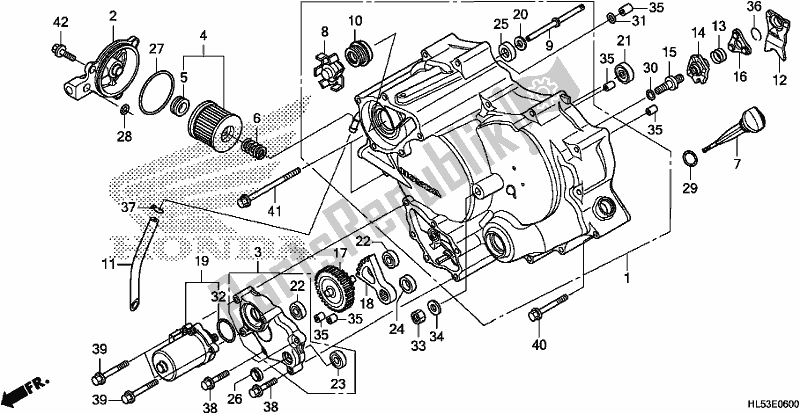 All parts for the Front Crankcase Cover of the Honda SXS 500M Pioneer 500 2020