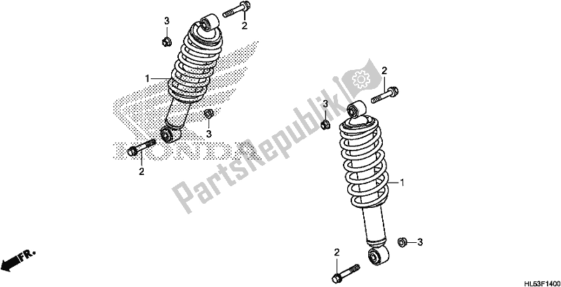 Todas as partes de Almofada Frontal do Honda SXS 500M Pioneer 500 2020