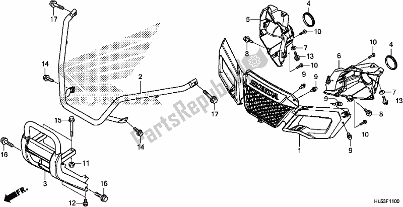 Tutte le parti per il Front Grille/front Bumper del Honda SXS 500M Pioneer 500 2020