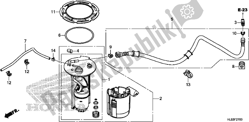 Tutte le parti per il Pompa Di Benzina del Honda SXS 500M Pioneer 500 2020