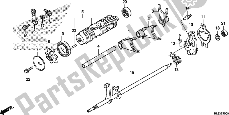 Tutte le parti per il Forcella Del Cambio del Honda SXS 500M Pioneer 500 2020