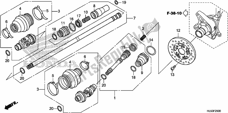 Todas las partes para árbol De Transmisión de Honda SXS 500M Pioneer 500 2020