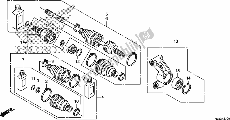 Tutte le parti per il Rear Knuckle/rear Driveshaft del Honda SXS 500M Pioneer 500 2020