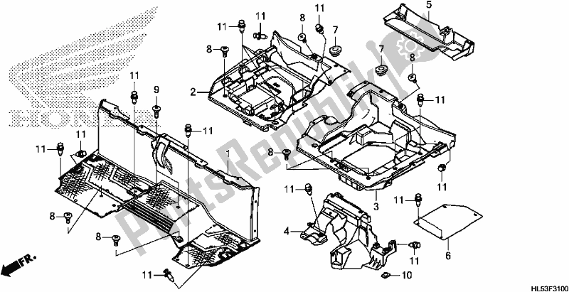 Alle onderdelen voor de Seat Bottom Cover van de Honda SXS 500M Pioneer 500 2020