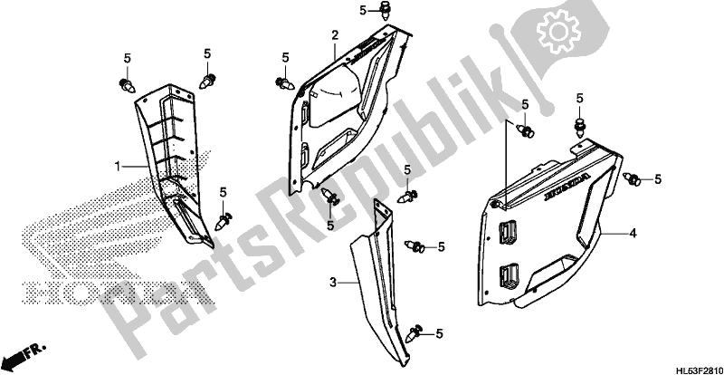 Tutte le parti per il Coperchio Laterale del Honda SXS 500M Pioneer 500 2020