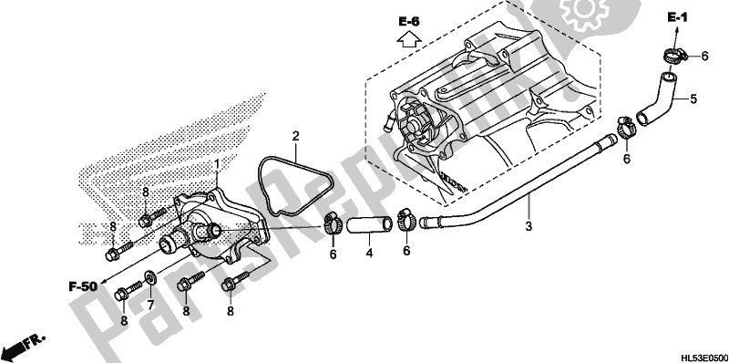 Alle onderdelen voor de Waterpomp Deksel van de Honda SXS 500M Pioneer 500 2020