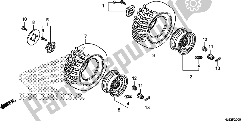 All parts for the Wheel of the Honda SXS 500M Pioneer 500 2020