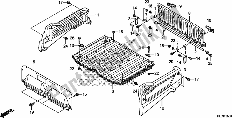 Alle onderdelen voor de Bed Plate/rear Gate van de Honda SXS 700M2P 2017