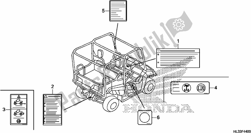 Wszystkie części do Etykieta Ostrzegawcza Honda SXS 700M2P 2017