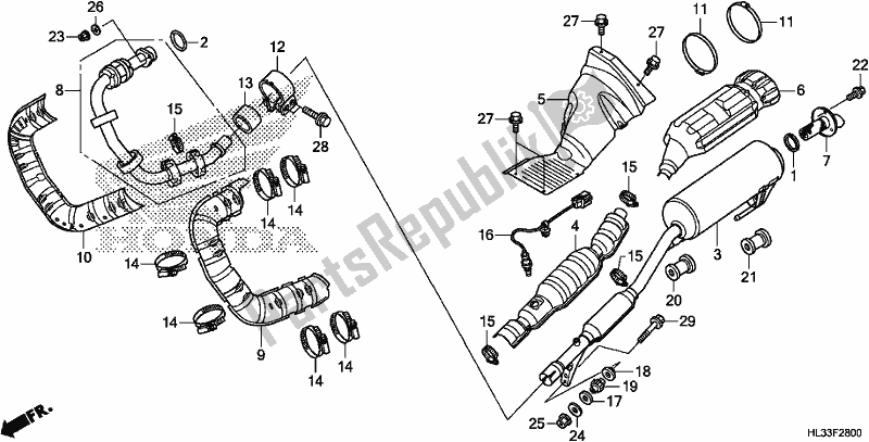 Todas as partes de Silenciador De Exaustão do Honda SXS 700M2P 2017