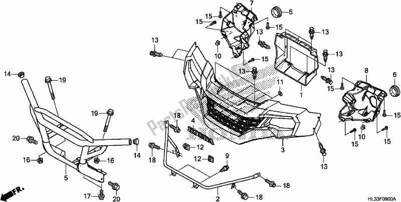 Toutes les pièces pour le Front Grille/front Bumper du Honda SXS 700M2P 2017