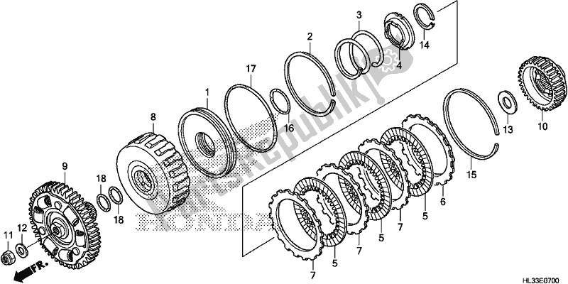 All parts for the Clutch (low) of the Honda SXS 700M2P 2018