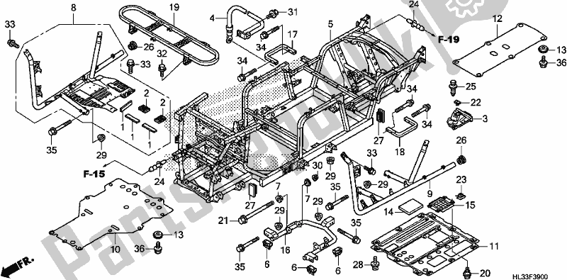 Alle onderdelen voor de Frame Lichaam van de Honda SXS 700M2P 2018