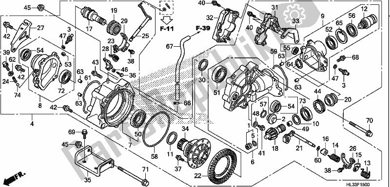 Tutte le parti per il Marcia Finale Anteriore del Honda SXS 700M2P 2018