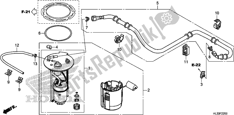 All parts for the Fuel Pump of the Honda SXS 700M2P 2018