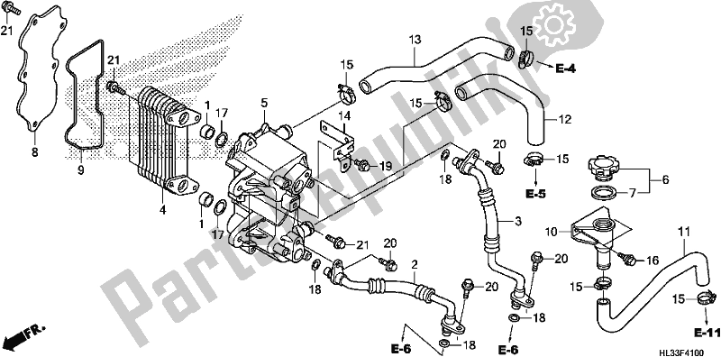 All parts for the Oil Cooler of the Honda SXS 700M2P 2018