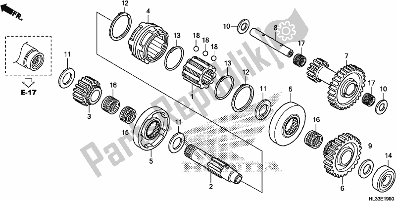 Alle onderdelen voor de Achteruitversnelling van de Honda SXS 700M2P 2018