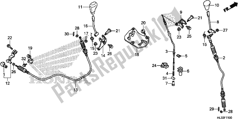 All parts for the Shift Lever/select Lever of the Honda SXS 700M2P 2018