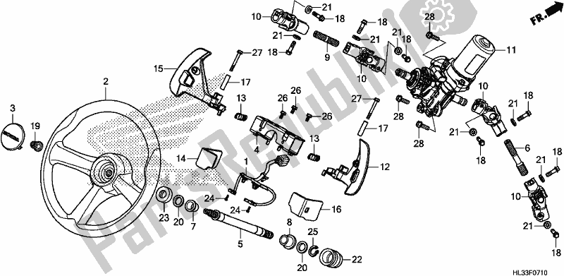 Todas as partes de Steering Wheel/steering Shaft do Honda SXS 700M2P 2018