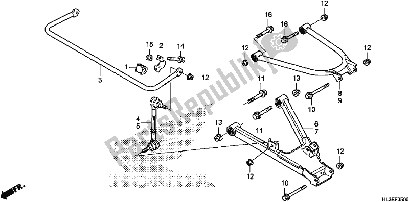 All parts for the Rear Arm of the Honda SXS 700M2P 2019