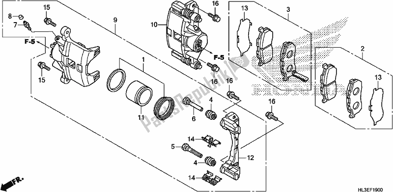 All parts for the Front Brake Caliper of the Honda SXS 700M2P 2020